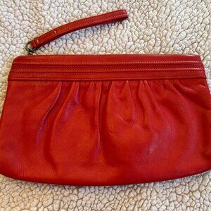 Candy Apple Red Leather Vintage Wristlet